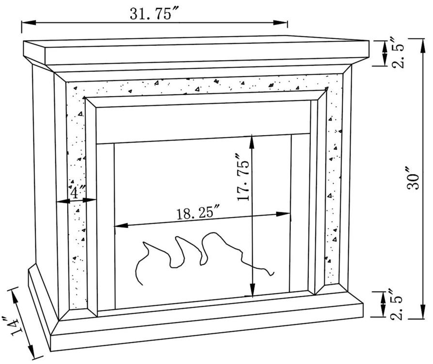 Rectangular Freestanding Mirrored Fireplace