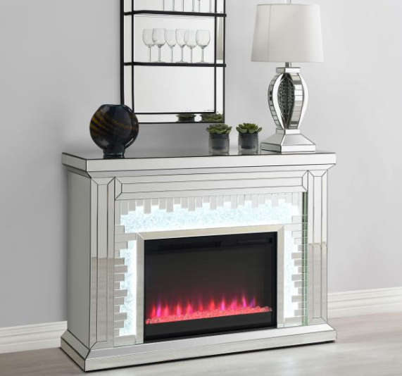 Freestanding Mirrored Fireplace