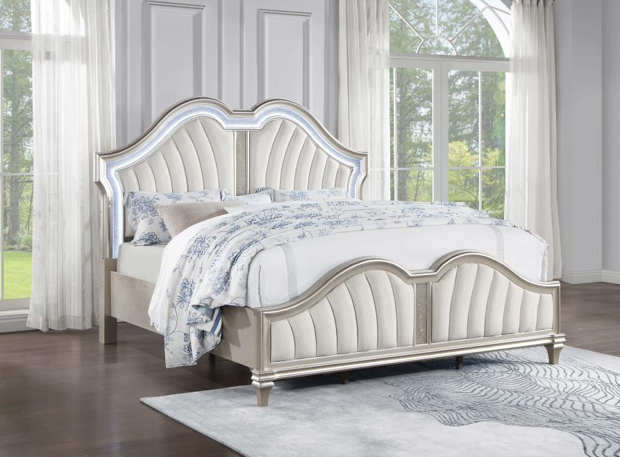 Quinn Collection King Size Glam Bed in Silver Oak