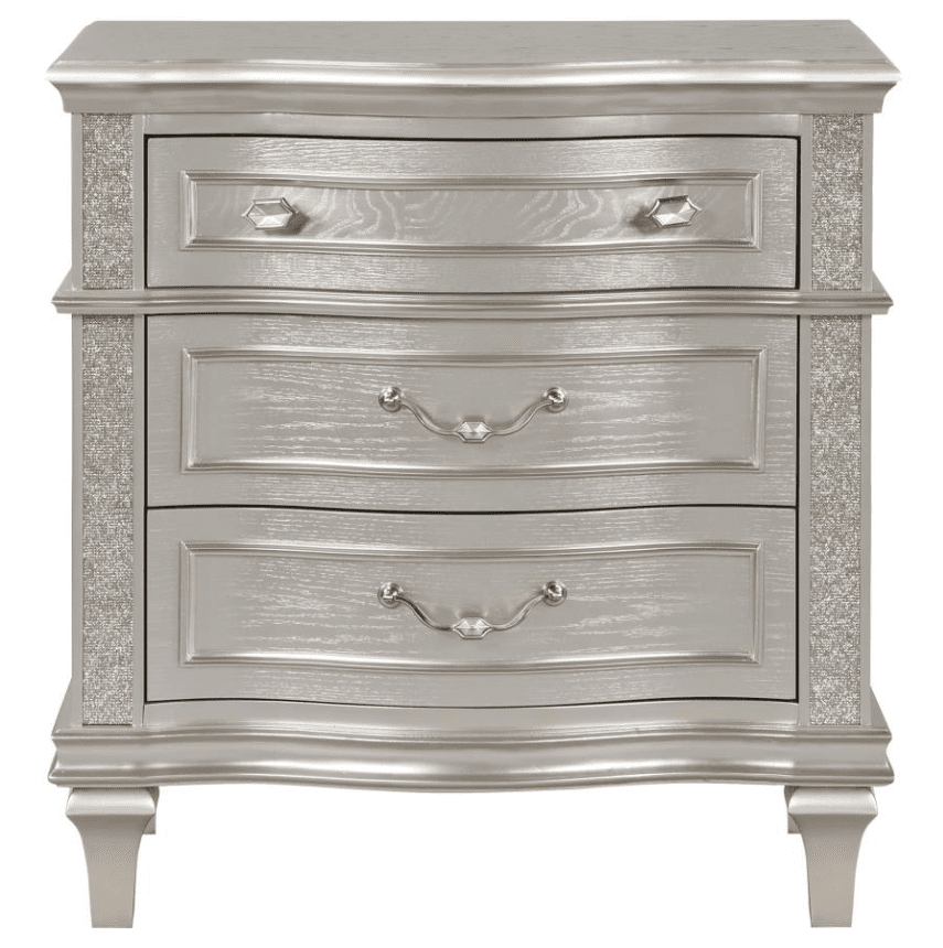 Quinn 3 Drawer Glam Nightstand with USB Charging