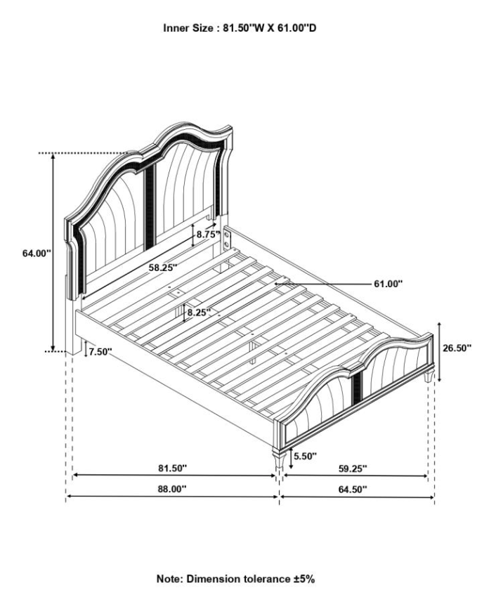 Quinn Collection Queen Size Glam Bed