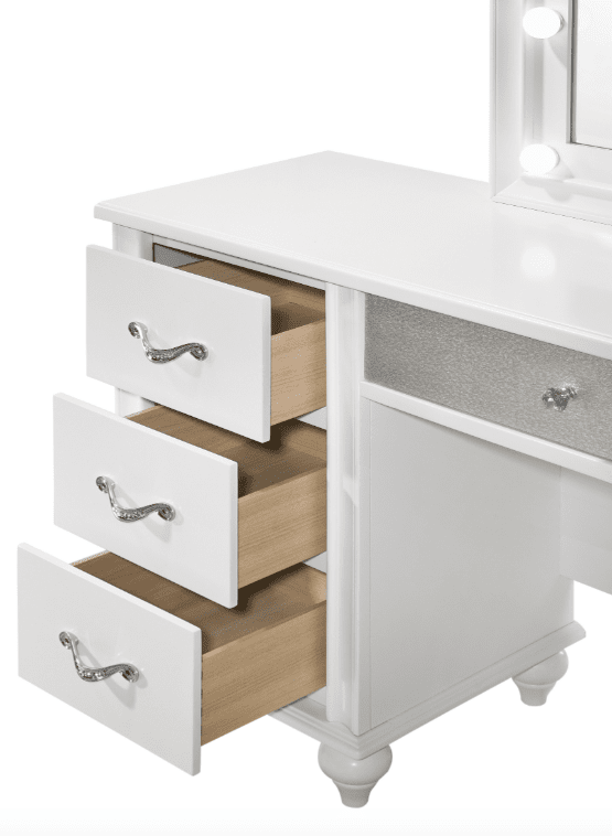 Barzini 7-Drawer Vanity Desk With Lighted Mirror White