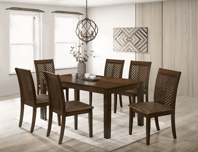 Garnet 5-Piece Dining Set with Chevron Top - Walnut