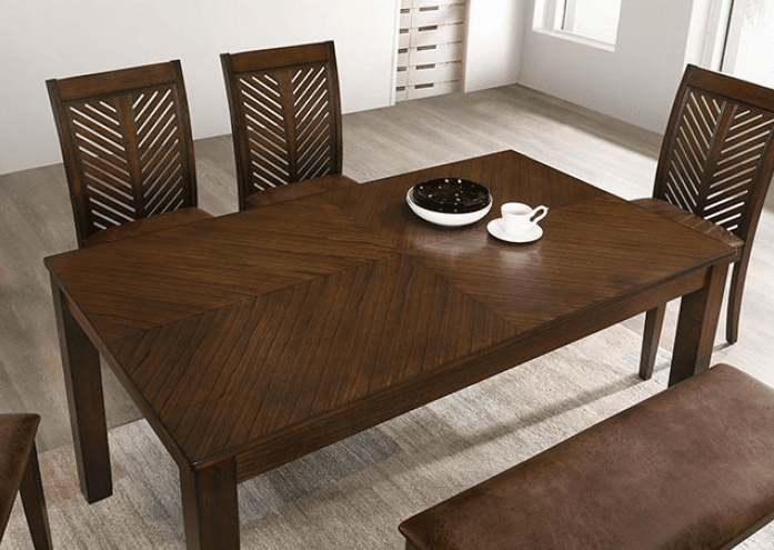 Garnet 5-Piece Dining Set with Chevron Top - Walnut