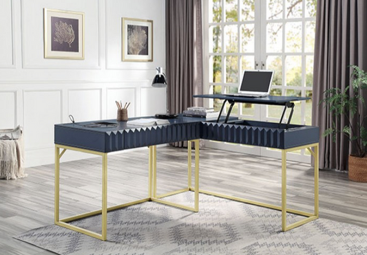 Freiburg Lift-Top Corner Desk - Antique Blue & Gold