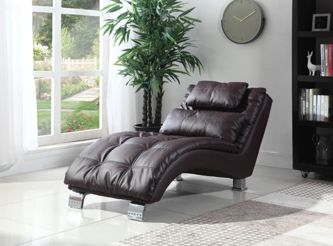 Dilleston Modern Dark Brown Padded Chaise Lounge