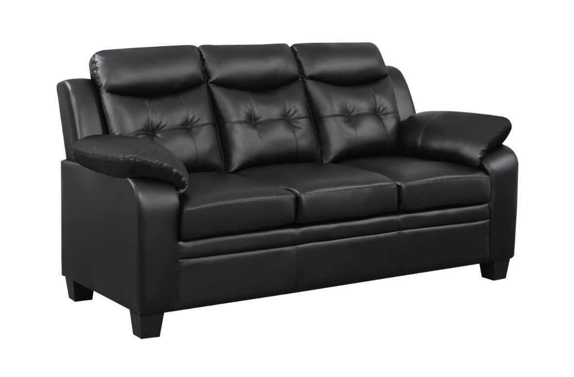 Finley Black Tufted Leatherette Sofa & Loveseat Set