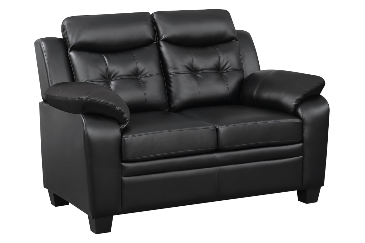 Finley Black Tufted Leatherette Sofa & Loveseat Set