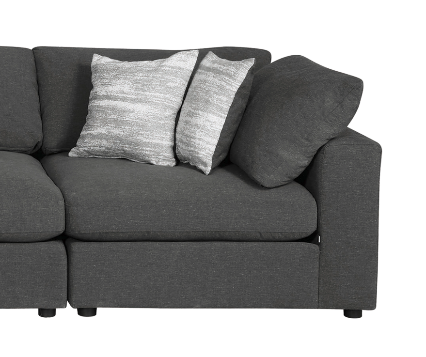 Serene Gray Linen 6-Piece Modular Sectional w- Feather Down Seating