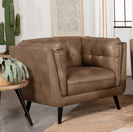 Thatcher Upholstered Button Tufted Chair - Brown