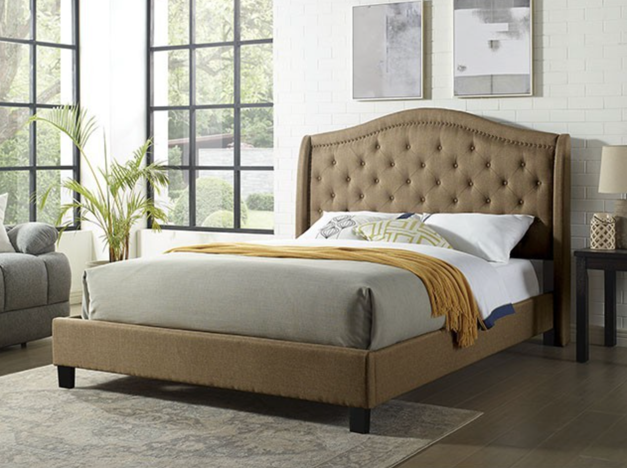 Carly Transitional Style Button Tufted Full Platform Bed