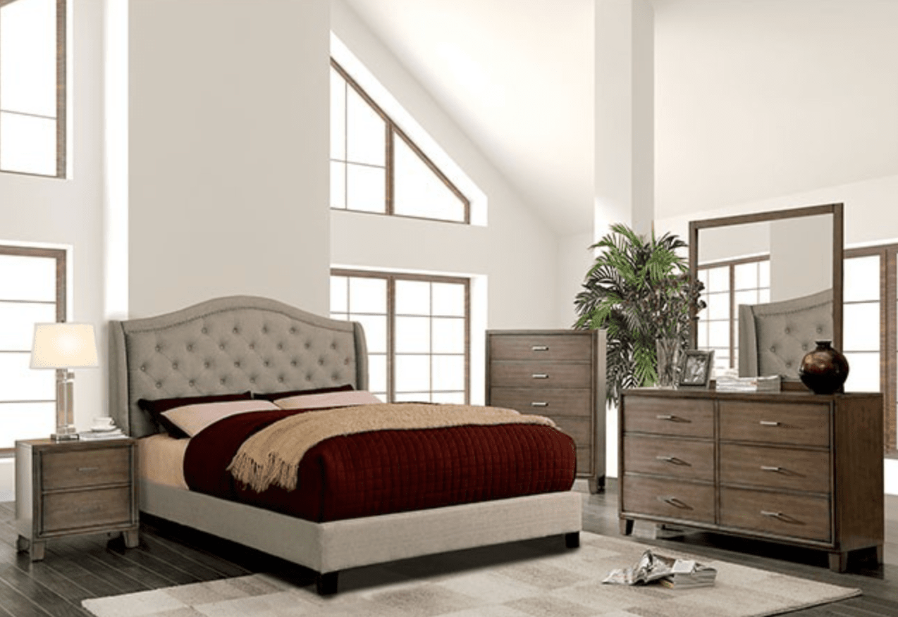 Carly Transitional Style Button Tufted Full Platform Bed