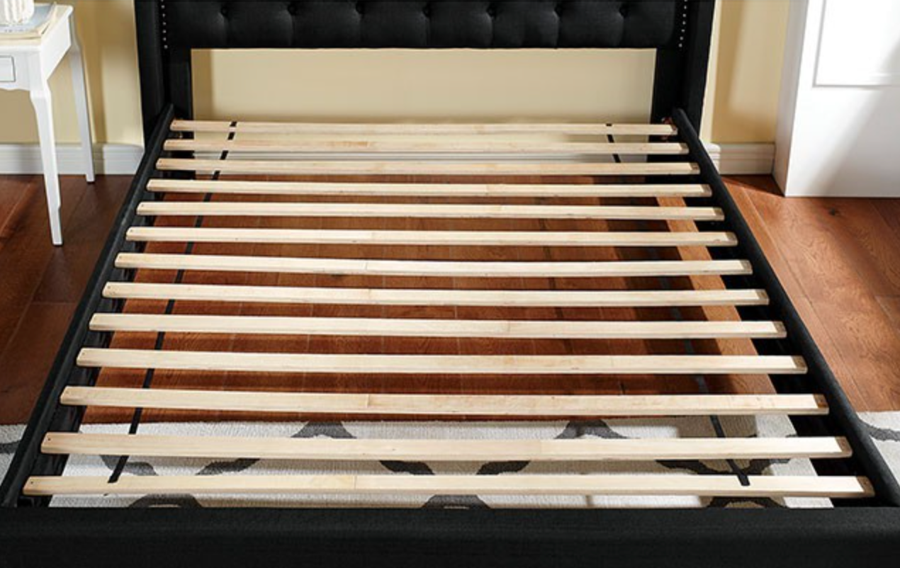 Carly Transitional Style Button Tufted Full Platform Bed in Black