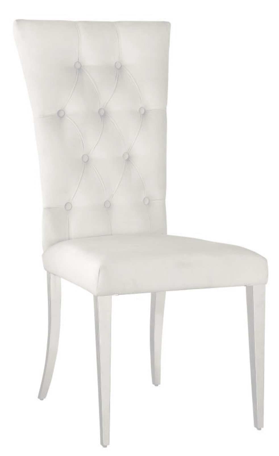 Button Tufted White Velvet Dining Chair Set of 2