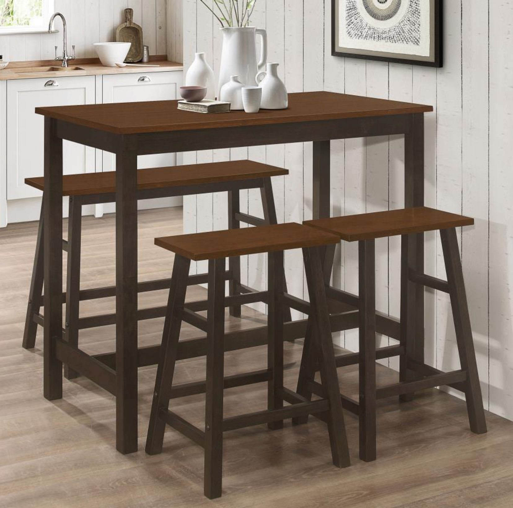 Connie 4-piece Counter Height Set Chestnut and Dark Brown