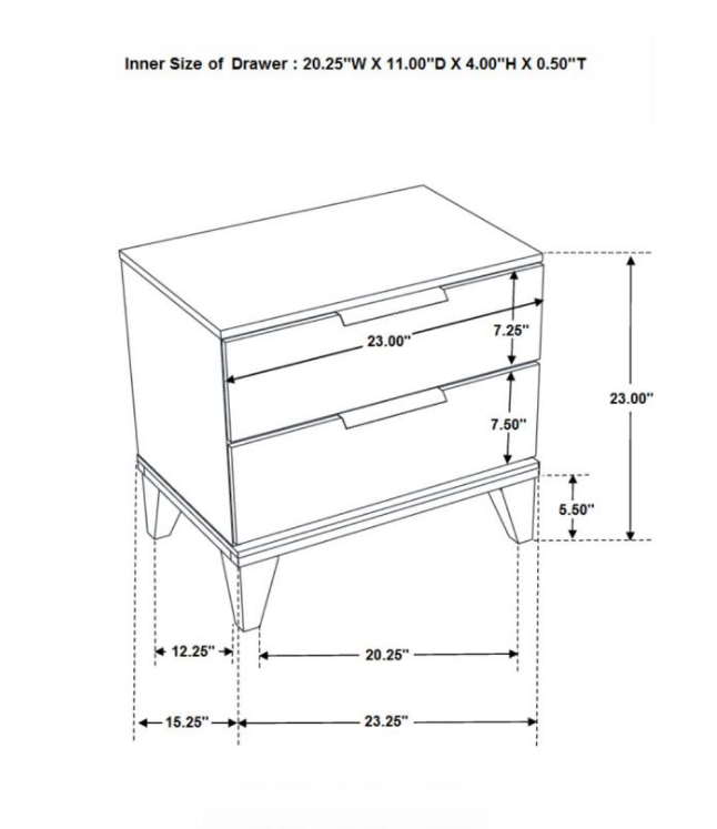 Mays 2-drawer Nightstand Walnut Brown with Faux Marble Top