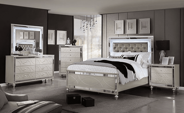 Manar Transitional Bedroom Collection with Mirror Accents - Furniture of America