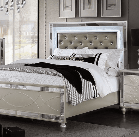 Manar Transitional Bedroom Collection with Mirror Accents - King