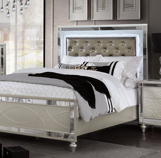 Manar Transitional Bedroom Collection with Mirror Accents - Queen