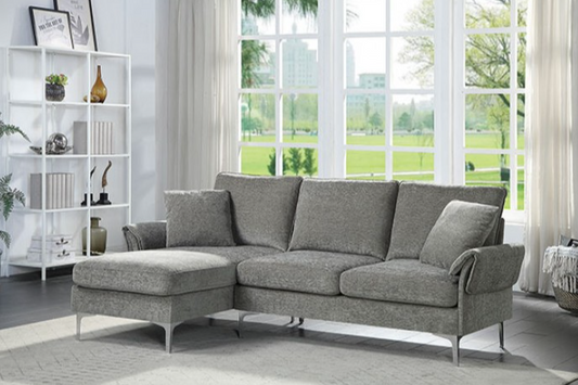 Cirebon Contemporary Sectional in Gray Chenille