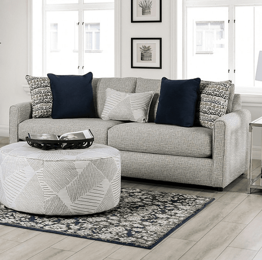 Chancery Transitional Gray Linen Sofa - Furniture of America