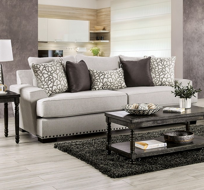 Picotee Sofa in Light Gray Linen - Furniture of America