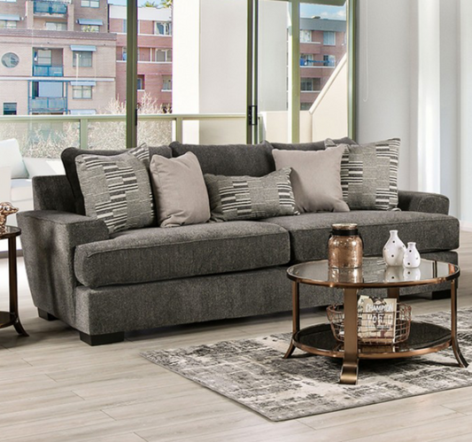 Holborn Transitional Gray Chenille Sofa - Furniture of America