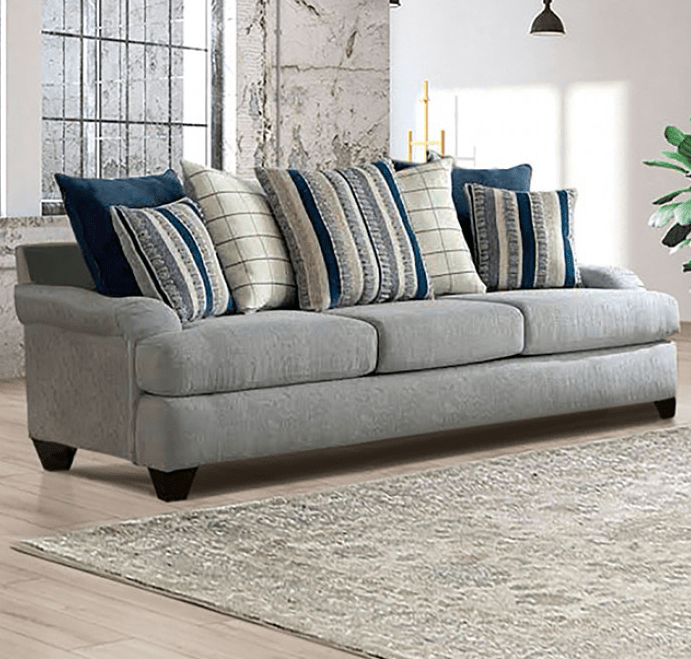 Plaistow Transitional Gray Chenille Sofa - Furniture of America