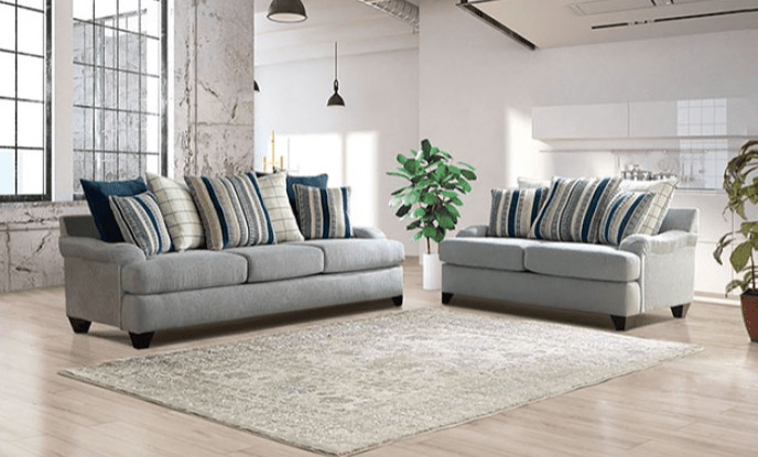 Plaistow Transitional Gray Chenille Sofa - Furniture of America