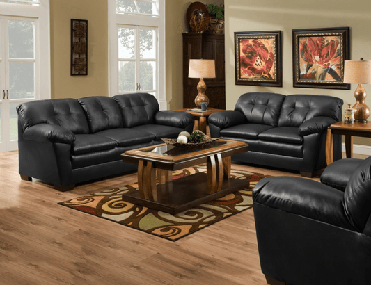 1200 Dempsey Transitional Sofa & Loveseat Set in Black