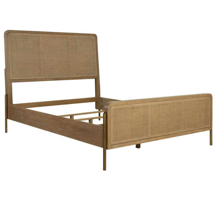 Arini Transitional King Bed in Wire Brushed Sand Finish