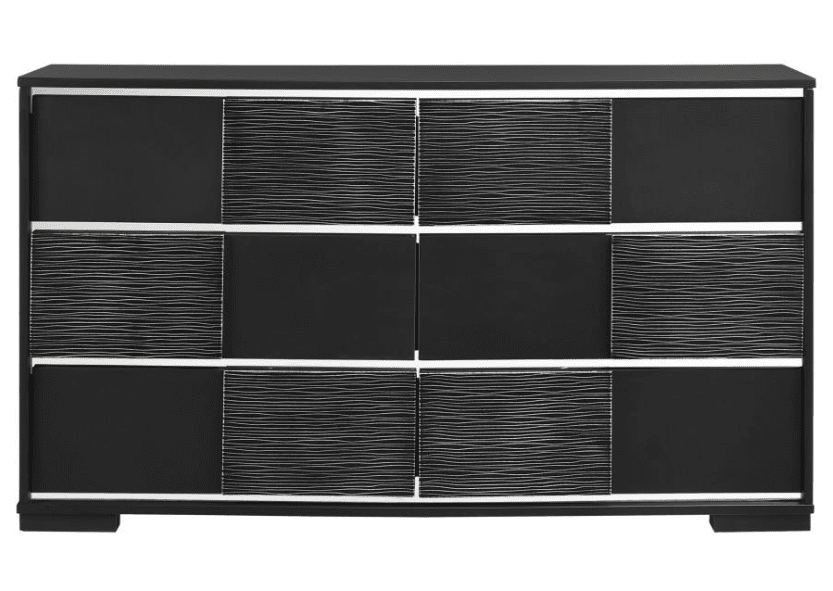 Blacktoft Chambered Trim Dresser in Black - Finally Home Furnishings LLC