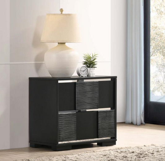 Blacktoft Chambered Trim Nightstand in Black