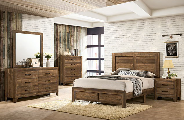 Wentworth Rustic Full Panel Bed in Light Walnut