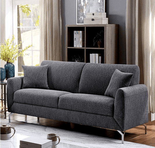 Lauritz Transitional Grey Upholstered Sofa & Loveseat Set