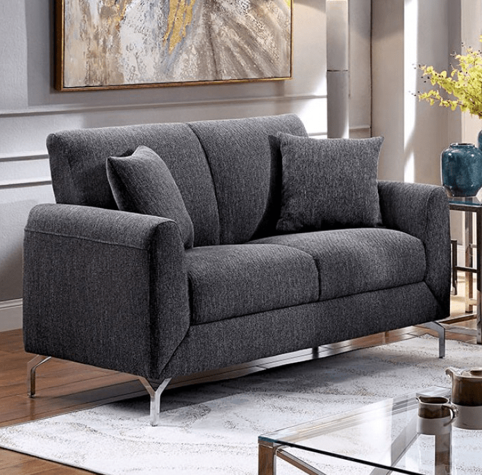 Lauritz Transitional Grey Upholstered Sofa & Loveseat Set