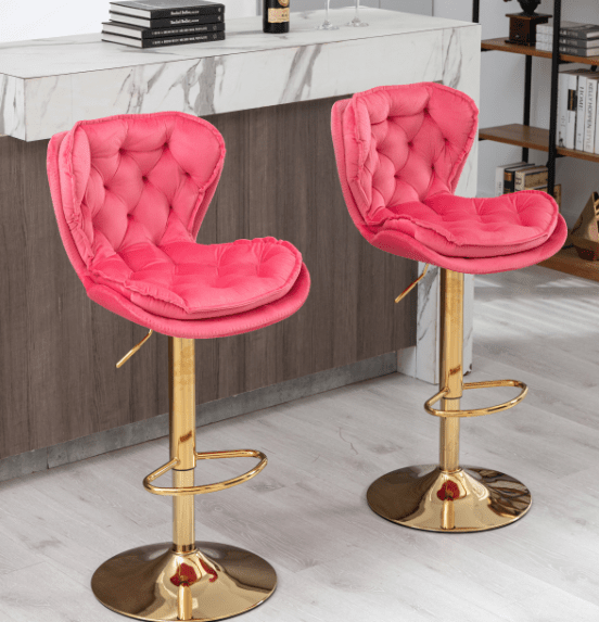 WeeHaa Modern Adjustable Height Tufted Velvet Swivel Bar Stools Set of 2