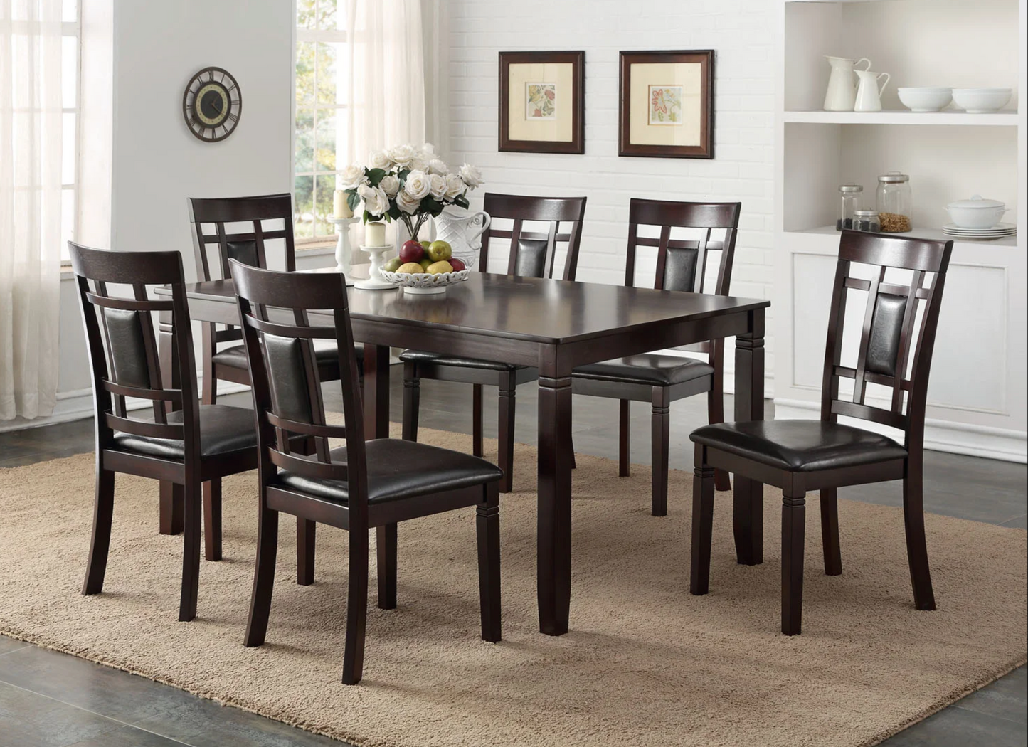 Midland Contemporary 7 Piece Dining Set in Espresso