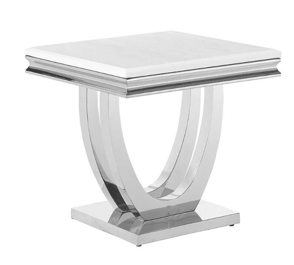 Adabella U-base Rectangle Coffee Table White and Chrome