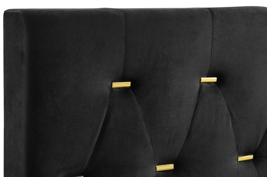 Kendall Velvet Panel Bed in Black & Gold - King