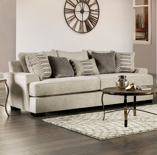 Holborn Transitional Beige Chenille Sofa - Furniture of America