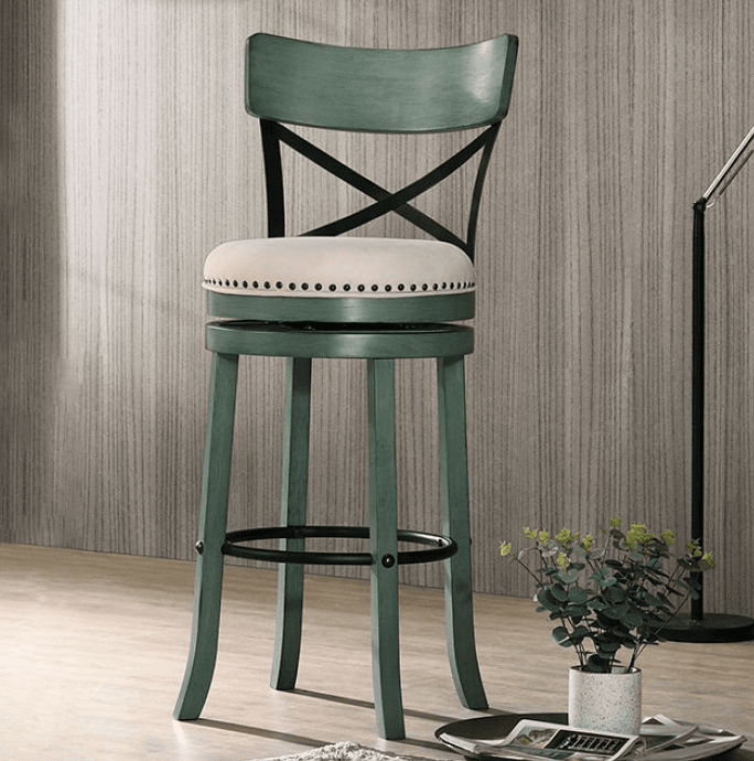 Clarence Transitional Swivel Bar Stool in Antique Green