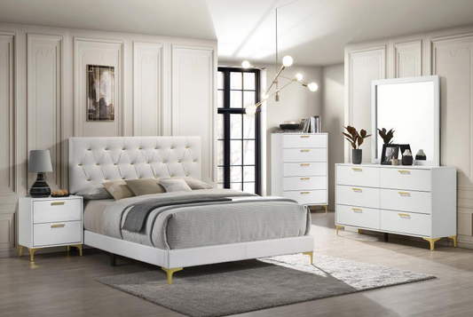 Kendall Tufted Upholstered Panel Eastern King Bed White