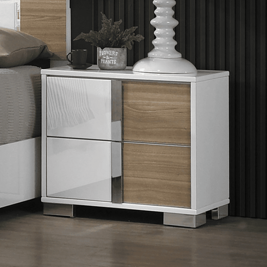 Erlangen Modern Nightstand - White & Natural