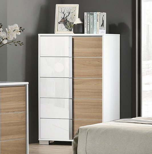 Erlangen Modern Chest - White & Natural