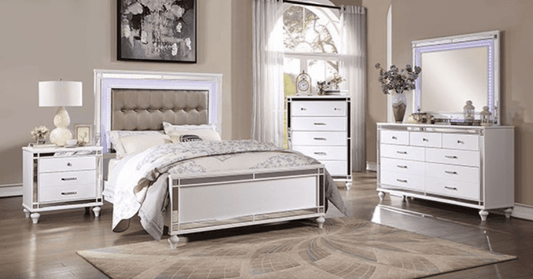 Brachium Contemporary Mirrored King Panel Bedroom Set