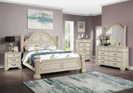 Pamphilos Traditional Bedroom Set in Antique White - Queen