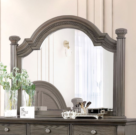 Pamphilos Traditional Arched Poster Bed in Gray - King