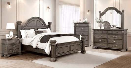 Pamphilos Traditional Bedroom Set in Gray - Queen