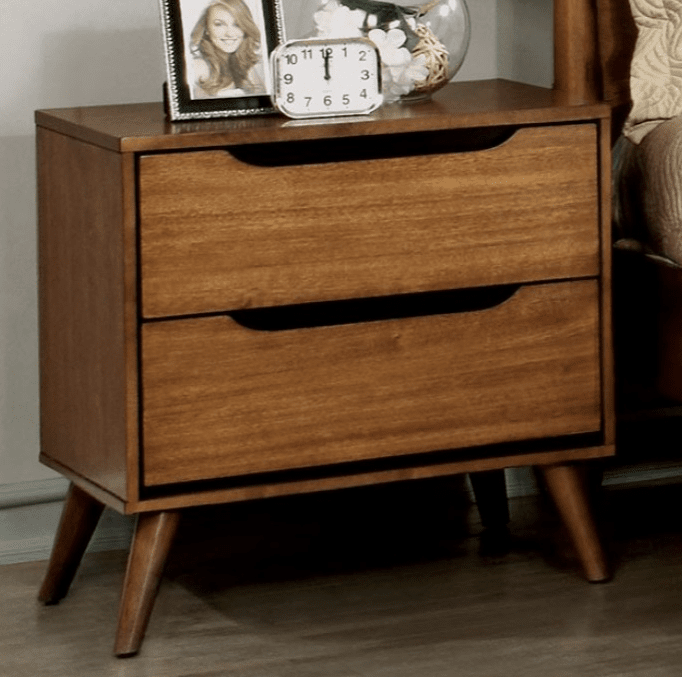 Lennart II Oak Finish Mid-Century Modern King Platform